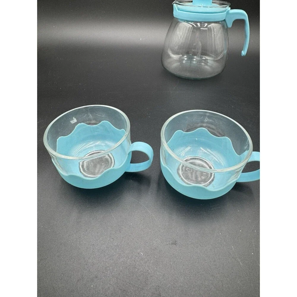 Cute Little Coffee Pot With 4 Glass Cups